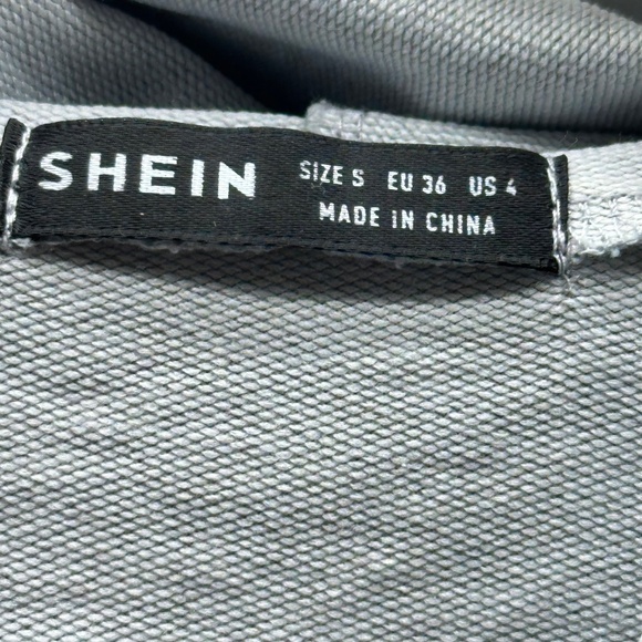 SHEIN Unity 1pc Solid Drop Shoulder Super Crop Hoodie in Gray Size S - Picture 4 of 5